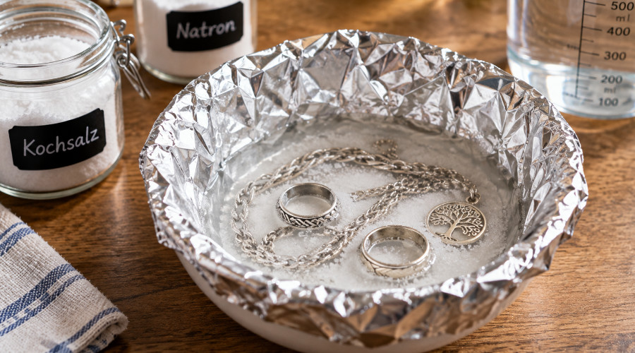 Silber mit Alufolie reinigen Silber mit Alufolie reinigen